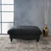 Madrid - Tufted Ottoman With Button Tufting And Turned Feet - Dark Gray - Image 4