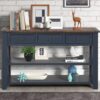 49'' Rectangular Solid 3 Drawer 2 Shelf Console Table - Blue - Image 2