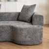 Modern Style Curved Sofa, Soft Cushioned Corduroy Sofa With 3 Pillows, Living Room Super Smooth Curved Fabric Sofa - Gray - Image 10