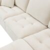 Modern Convertible Sectional L Shaped Reversible Couch Set With Free Pillows 4 Seat Suede Sleeper Sofa With Ottoman - Beige - Image 11