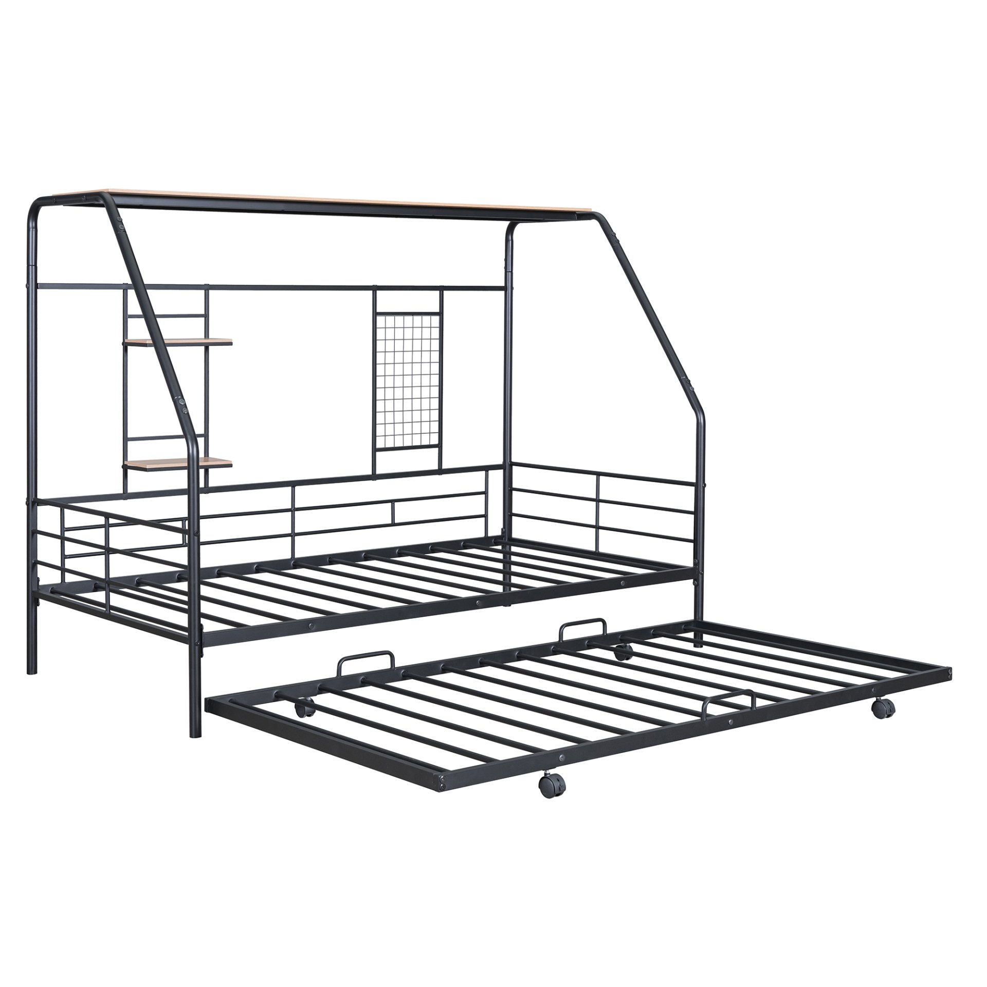 Twin Size Playhouse Design Bed With Trundle - Black - Image 12