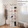 7 Tier Rotating Shoe Rack With High Base Design, Freestanding 360° Organizer For 28 Pairs - White - Image 7