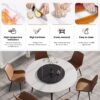 59.05" Modern Artificial Stone Round Metal Dining Table, Can Accommodate 6 People, Artificial Stone Turntable - Black / White - Image 8