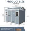 Resin Outdoor Storage Shed Waterproof Shed With Floor & Two Windows & Lockable Door, Tool Shed For Garden, Patio, Backyard - Gray - Image 3
