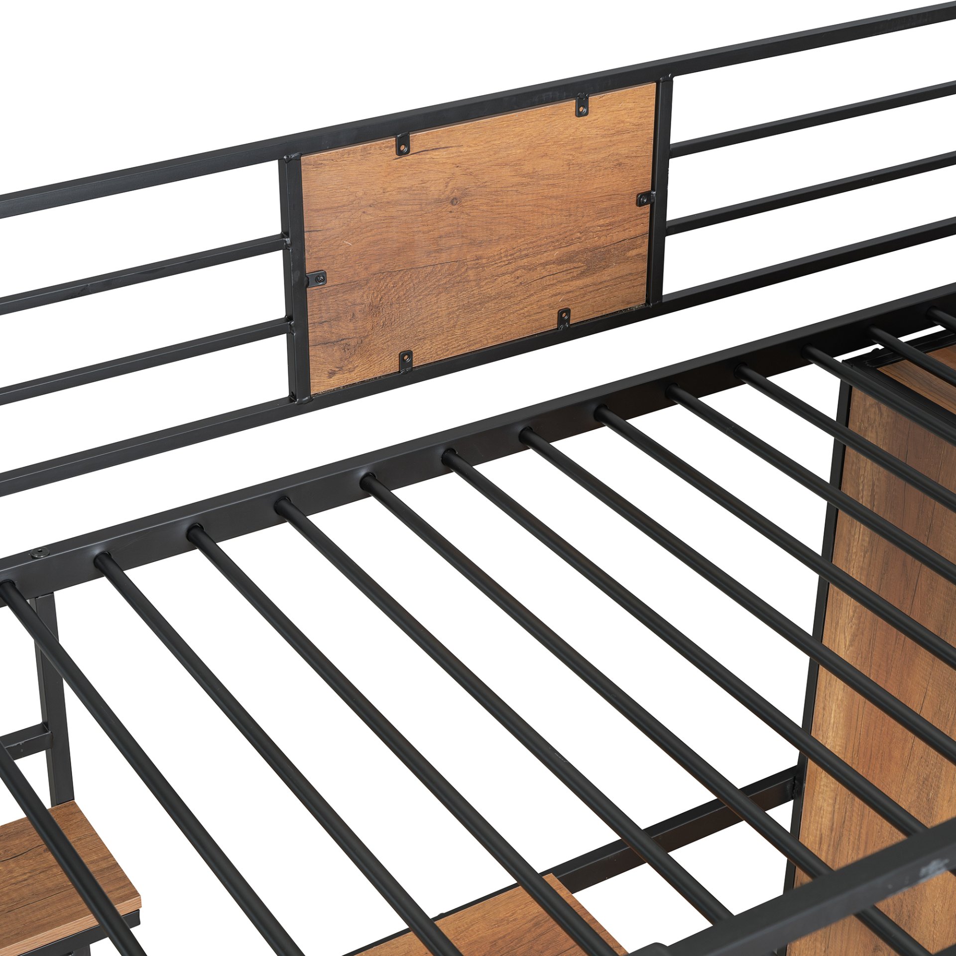 Twin Size Loft Bed With L Shape Desk And Wardrobe - Black - Image 17