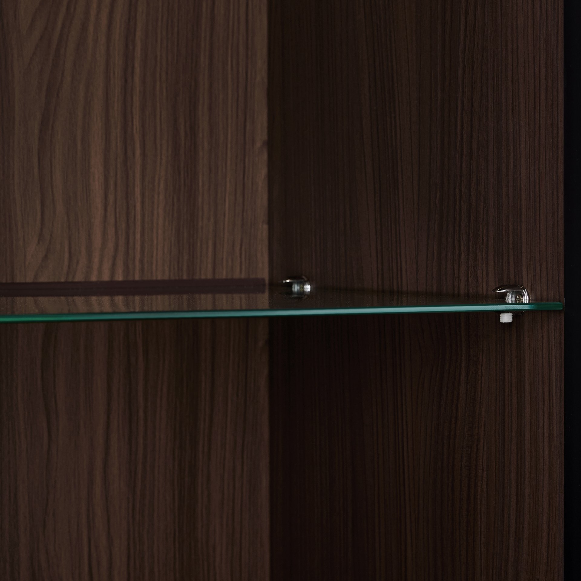 Modern Minimalist Tall Lighted Display Cabinet With Tempered Glass Door - Black / Dark Walnut - Image 16