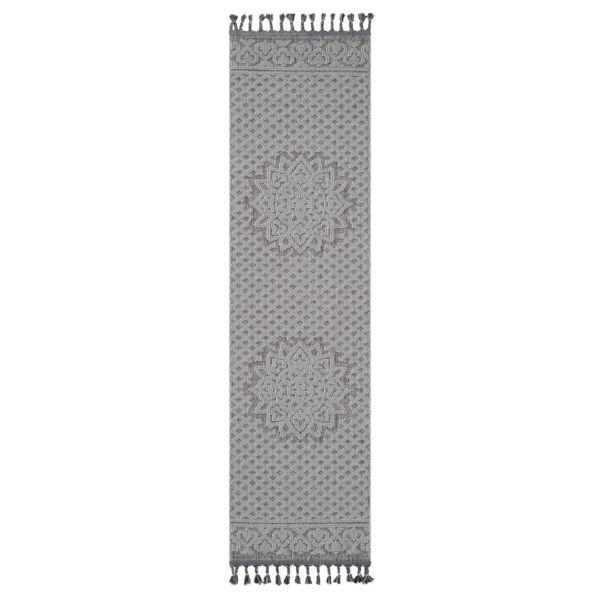 Guros - 2' X 8' Medallion Indoor / Outdoor Area Rug - Gray / White