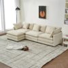 Modular Ottoman - Style Deep Seat Chenille Sofa With Cushions - Off White - Image 5