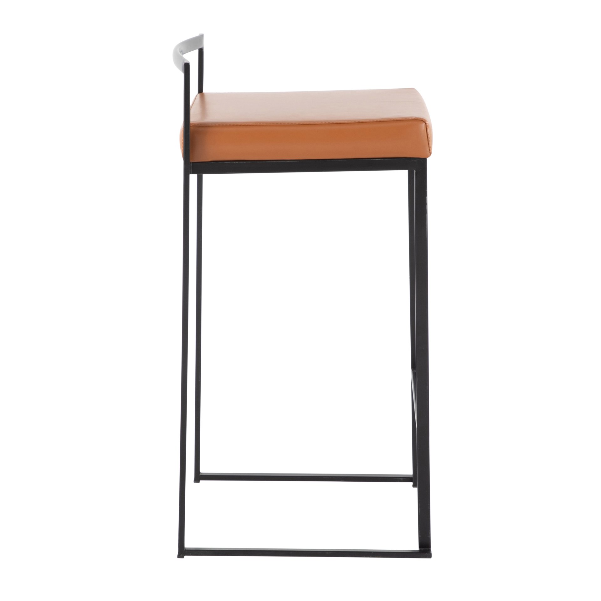 Fuji - Contemporary Stackable Counter Stool (Set of 2) - Black / Camel - Image 3