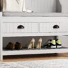 Modern 3 In 1 Hallway Hall Tree With Storage Drawers, Coat Rack, Shoe Rack Bench, And Cushion - Gray - Image 9