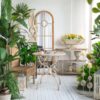 Round Wooden Table With Metal Scrollwork Legs - White Washed - Image 4