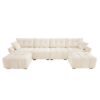 Exquisite 4 Seater Sofa Set With 2 Ottomans Frame, High Resilience Cushions - Premium White - Image 17