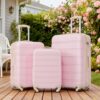 3 Piece Luggage Set Hardside Spinner Suitcase With Tsa Lock 20" 24' 28" Available - Light Pink - Image 12