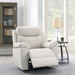 Chriki - Polished Microfiber Power Motion Recliner With Lift Heating Massage Chair - Beige
