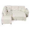 Convertible Sleeper, Sectional Pull Out Sofa Bed With Storage Ottoman, 2 Throw Pillows, 2 Stools, Wireless Charger And Two Hidden USB Ports For Living Room - Cream - Image 15
