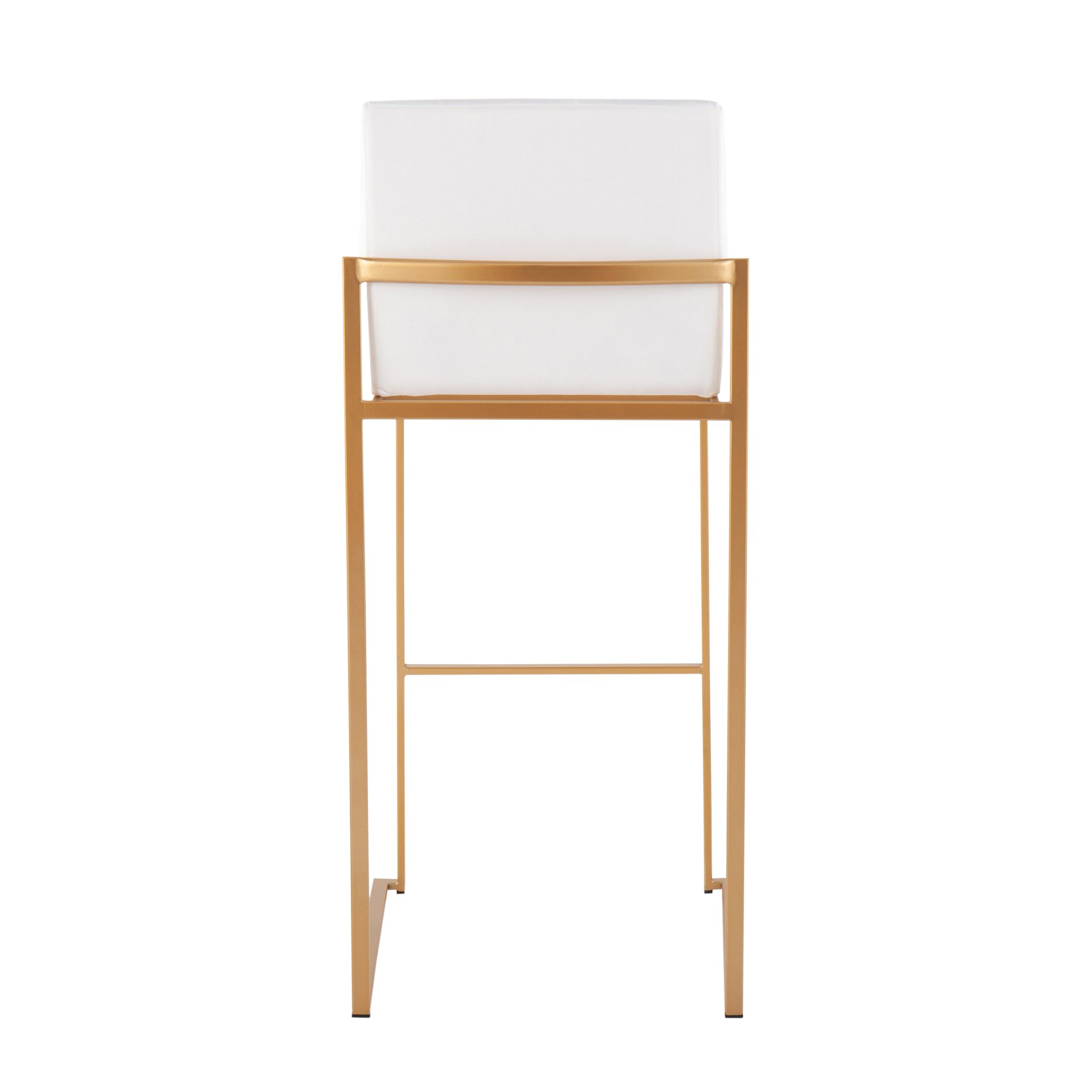 Fuji - Contemporary High Back Barstool (Set of 2) - White / Gold - Image 5