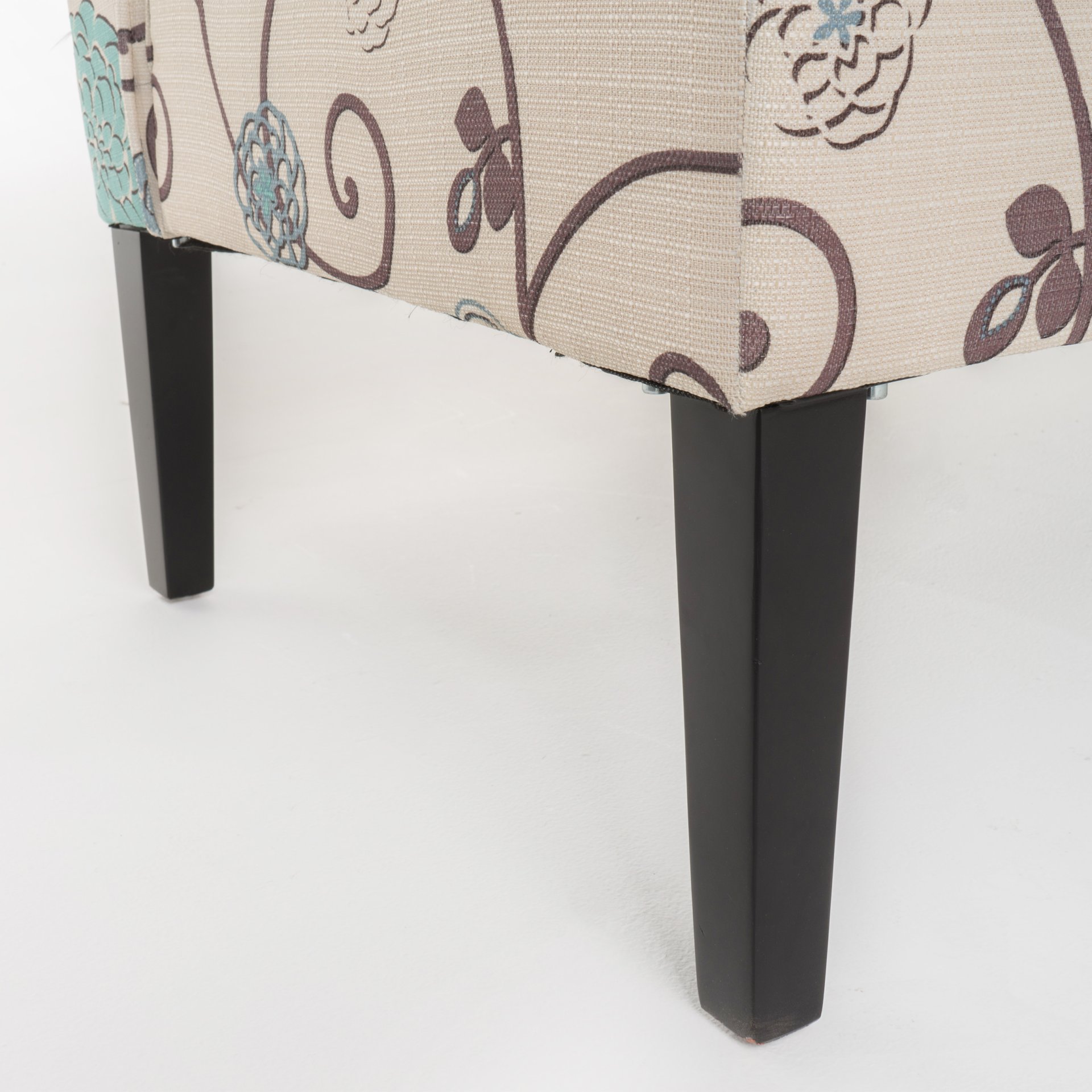 Contemporary Loveseat With Upholstered Fabric And Birch Wood Legs - White / Multi - Image 10