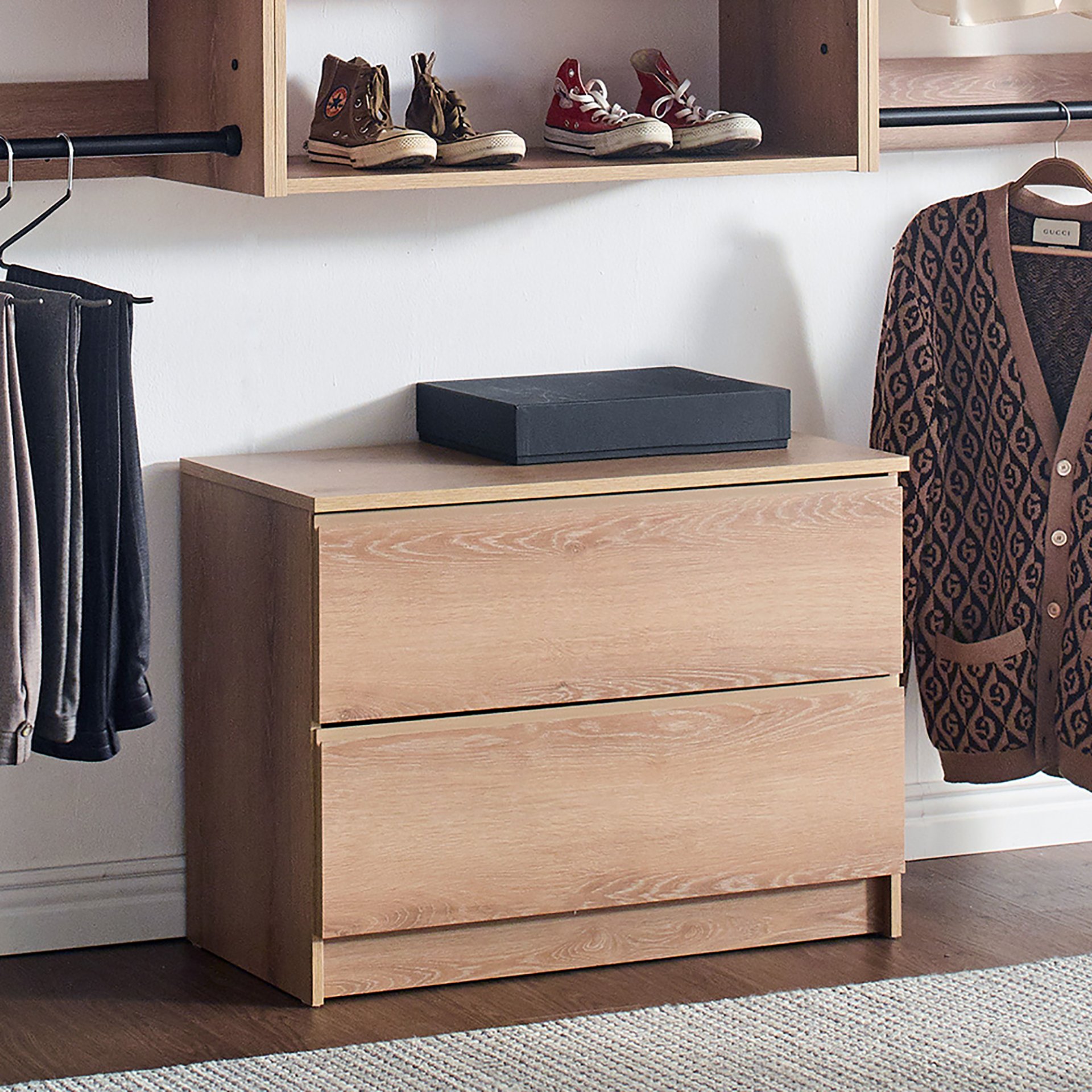 Devi - Wall Mounted Wood Closet System, Modular Units And Warm - Oak - Image 7
