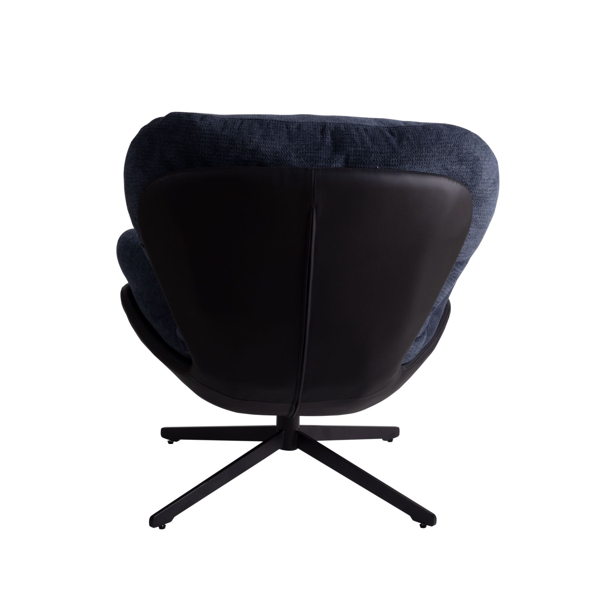 360° Swivel Office Chair, Modern Chenille Chair With And Metal Base Frame, No Wheels, Accent Chair - Dark Blue - Image 14