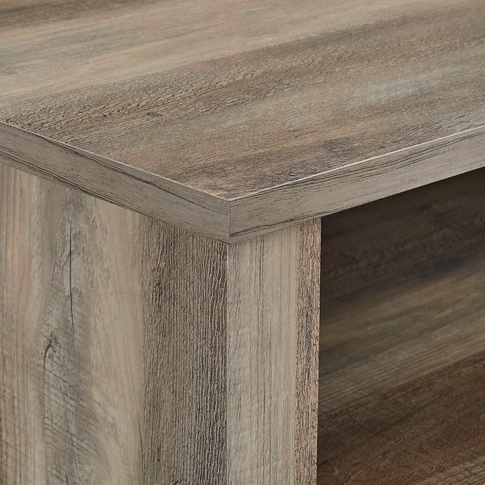 Transitional Electric Fireplace Wood And Glass TV Stand For TVs Up To 65" - Gray Wash - Image 7