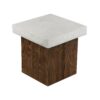 Mgo Square Side Table With Faux Stone Top And Wood Frame - Antique White / Natural Wood - Image 6