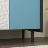 Modern Sideboard Buffet Cabinet With Doors And Unique Panel Styling - Black / Blue - Image 13