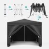 10'X10' Folding Canopy With 4 Removable Sidewalls Outdoor Event Shelter UPF 50+ Gazebo Portable Tents For Parties Beach Camping Wedding Ez Pop Up Canopy 4 Pieces Weight Bag + Carry Bag - Black - Image 9
