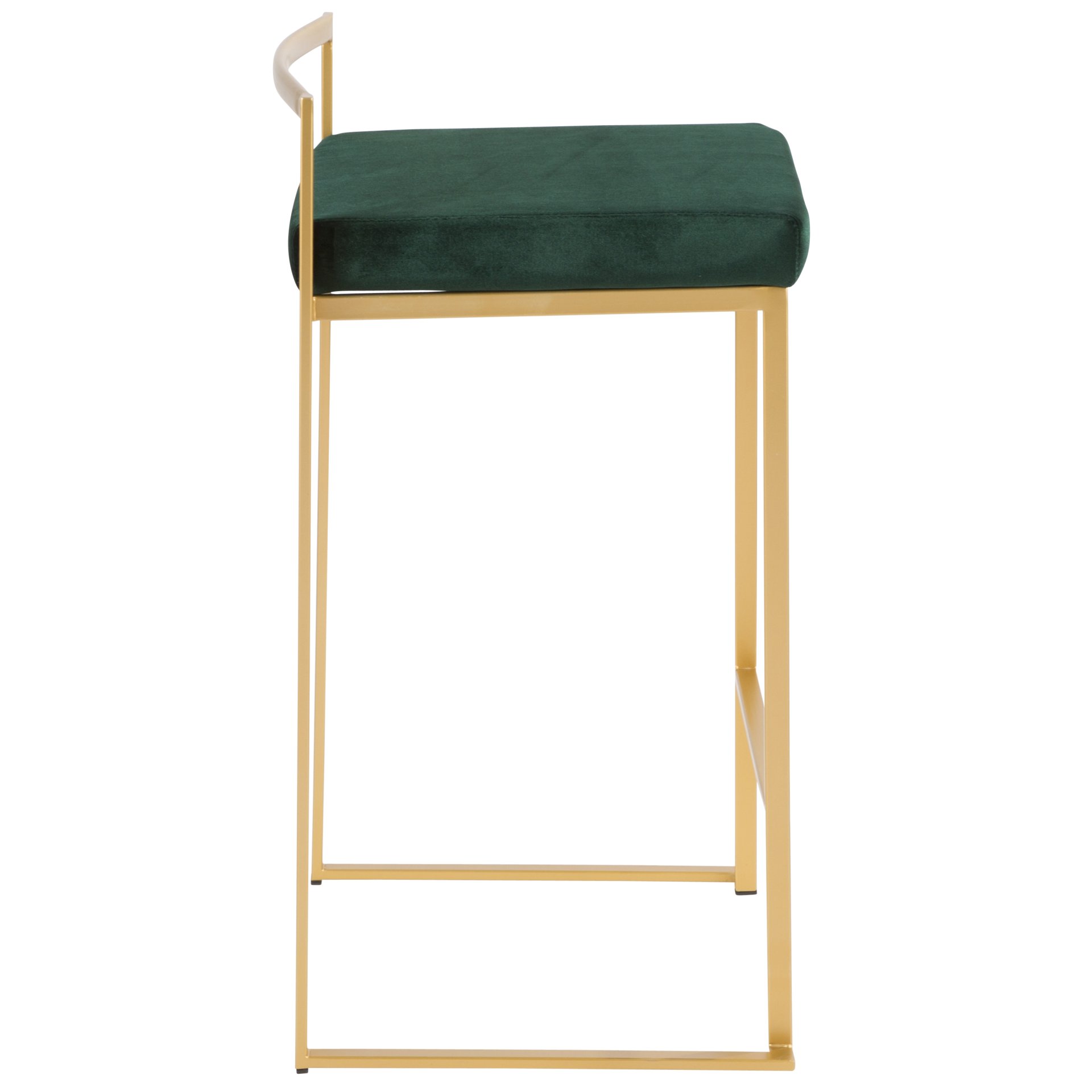 Fuji - Contemporary / Glam Stackable Counter Stool (Set of 2) - Gold / Green - Image 3