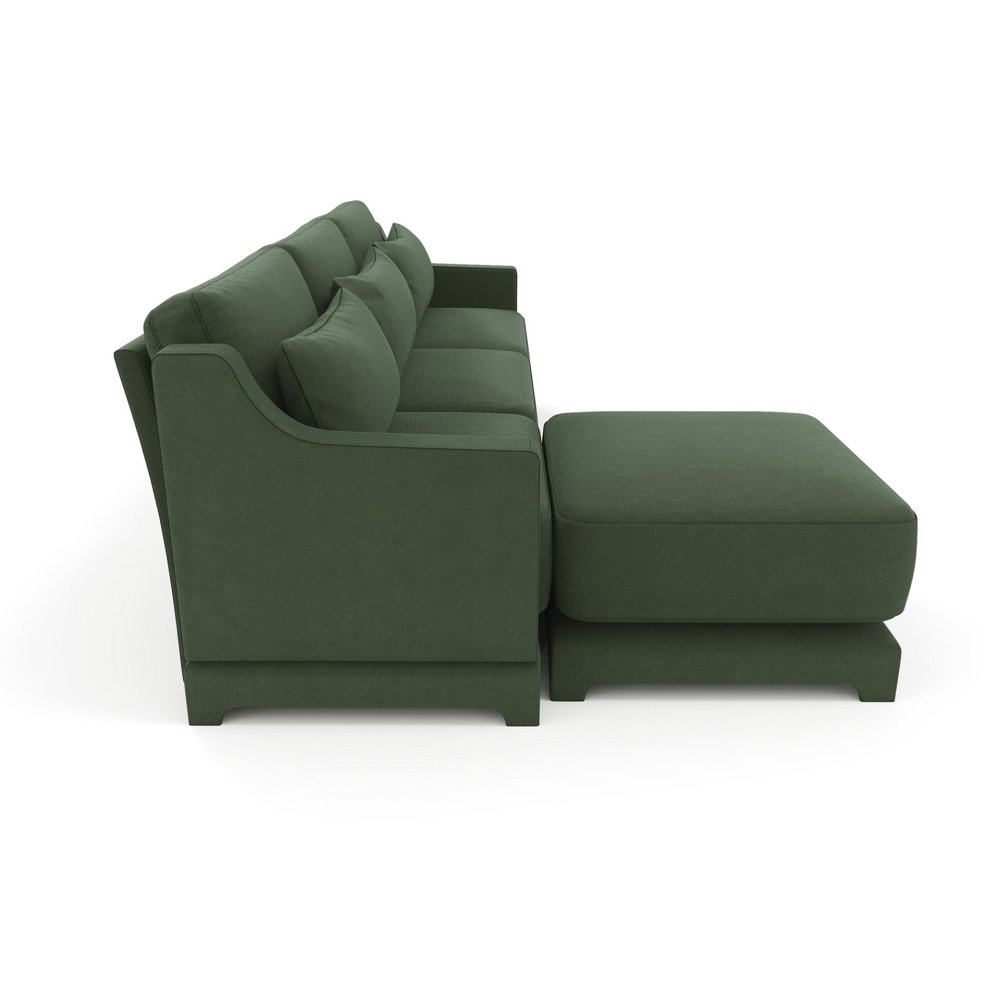 3 Seater Chenille Sofa With Movable Ottomans High Resilience Sponge Easy Installation Wood Base - Green - Image 24