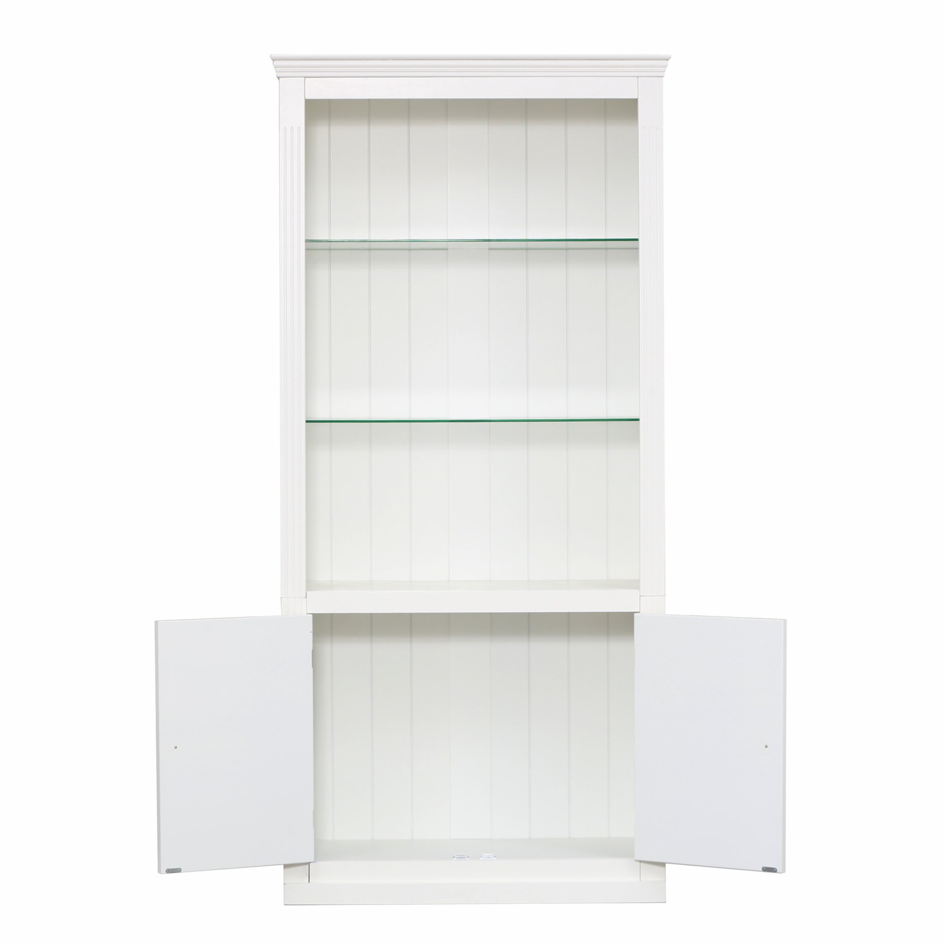 Retro Style Display Bookcase With Adjustable LED Ceiling Light And Tempered Glass Shelves - White - Image 9