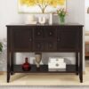 Cambridge Series - Console Table With Ample Storage 4 Small Drawers Bottom Shelf - Espresso - Image 4
