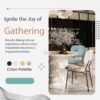 Modern 4 Person Dining Set With Bamboo & Table And Turquoise & Chairs Metal Legs, Space Saving Design - White - Image 6