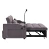 Modern Velvet Loveseat Futon Sofa W / Pullout Bed, Adjustable Reclining Backrest, Toss Pillows - Dark Gray - Image 11