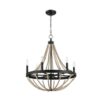Starry - Chandelier Farmhouse Six Candle Light Wood Beaded Pendant Light For Dining Room - Black / Clear - Image 4
