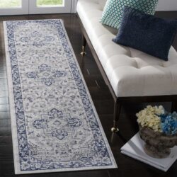 Marfi - 2' X 8' Oriental Runner Rug - Blue / Gray