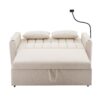 Convertible Sofa Bed Loveseat Sofa With Three USB Ports, Two Side Pockets, Two Cup Holders And 360° swivel Phone Holder For Living Room - Beige - Image 16