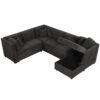 U-Shaped Sectional Sofa Pull Out Sofa Bed With Two USB Ports, Two Power Sockets, Three Back Pillows And A Storage Chaise For Living Room - Black - Image 13