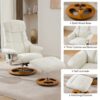 Recliner Chair With Ottoman Modern 360° Swivel Lounge Chair With Footstool 5 Point Vibration Massage Seat Heating & 140° Adjustable Backrest - White - Image 8