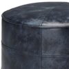 Connor - Round Pouf - Distressed Navy Blue - Image 2