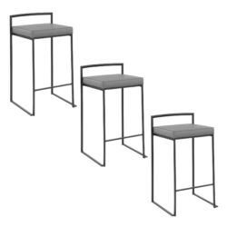 Fuji - Contemporary Stackable Counter Stool (Set of 3) - Black / Gray