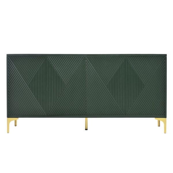 Modern Light Luxury Style Large Storage Space Sideboard With 4 Doors And Rebound Device - Olive Green