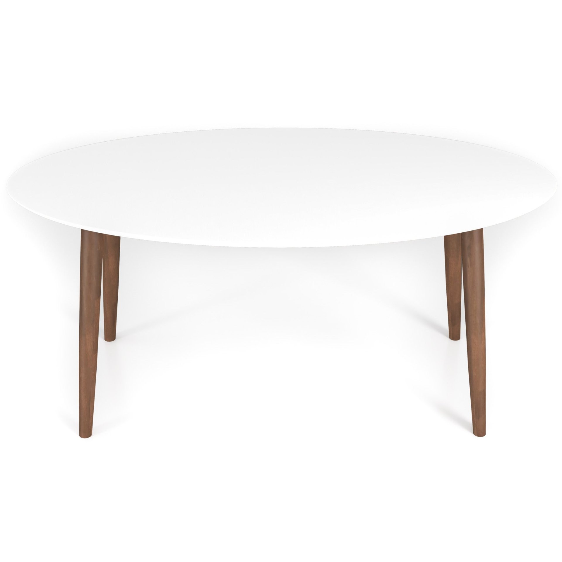 Ada - Mid-Century Modern Style Top Oval Dining Table - Brown / White - Image 13