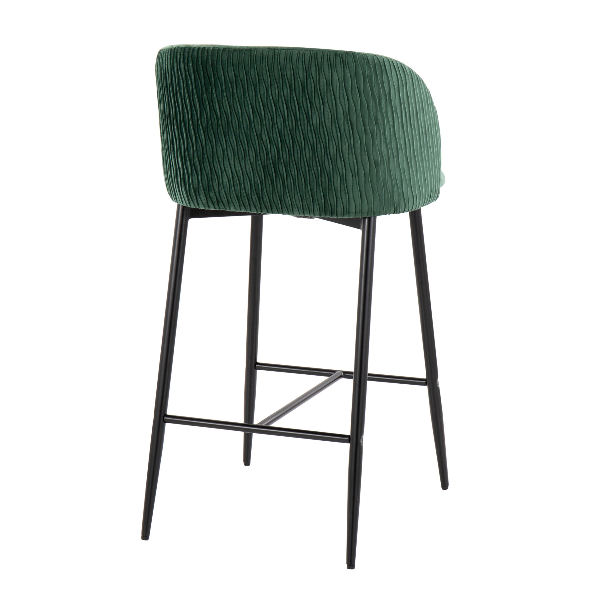 Fran - Pleated Waves Contemporary Fixed Height Counter Stool (Set of 2) - Black / Green - Image 4