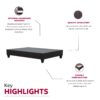 Twin Long Modern Upholstered Platform Bed Frame, Mattress Foundation Bed Base - Dark Gray - Image 8