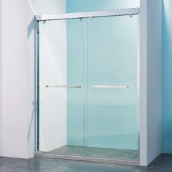 Double Sliding Shower Door, Aluminium Alloy Frame, 5 / 16" (8Mm) Thick Sgcc Tempered Clear Glass - Chrome
