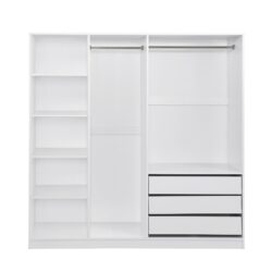 Doorless Storage Wardrobe For Dedroom With Shelves And 3 Drawers - White