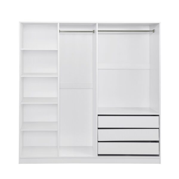 Doorless Storage Wardrobe For Dedroom With Shelves And 3 Drawers - White