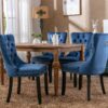 Nikki - Modern, High-End Tufted Solid Wood Contemporary Velvet Upholstered Dining Chair With Wood Legs Nailhead Trim (Set of 2) - Blue - Image 17