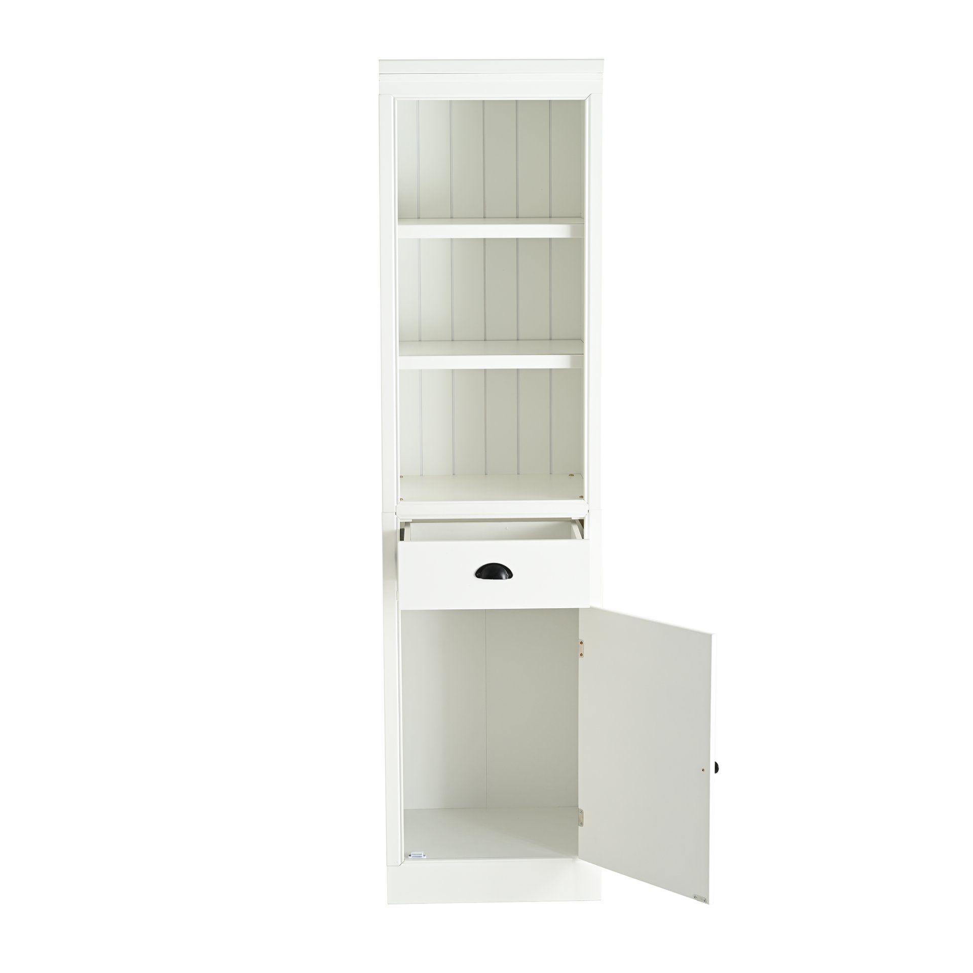 Retro Style 75'' Tall Display Shelf With Cabinet For Hallways Living Room Kitchen - White - Image 23