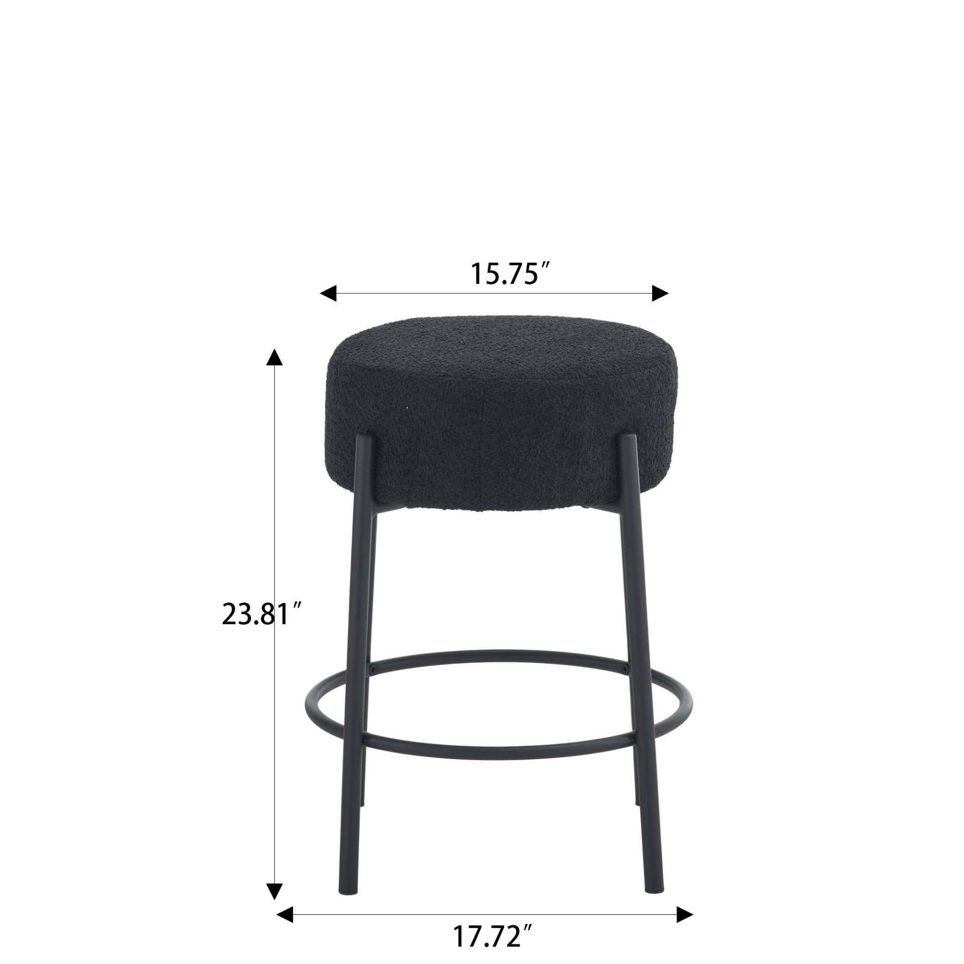 Round Bar Stools (Set of 2), Contemporary Upholstered Dining Stools For Kitchens, Coffee Shops And Bar Stores - Black - Image 3